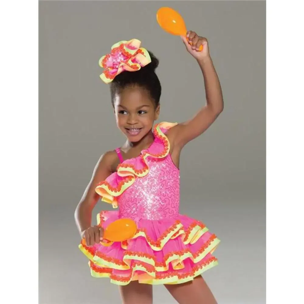 Pre-Owned Dance Costume Small Child Neon Revolution RC17120 Jazz Tap Latin Musi
